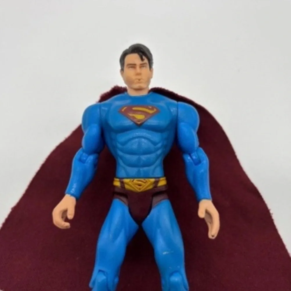 Blue Superhero Action Figure with Maroon Cape - Kids Toy